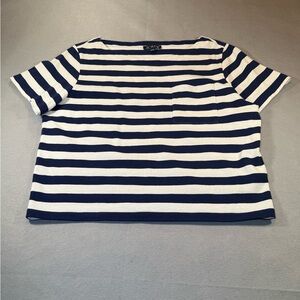 J. Crew Classic Navy and White Striped Boxy Tee